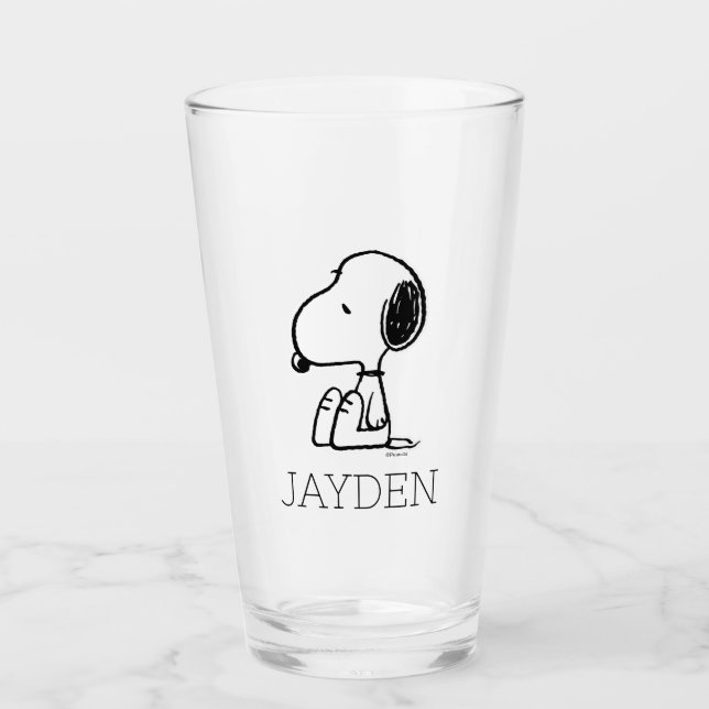 Peanuts | Snoopy Looking Down | Add Your Name Glass (Front)