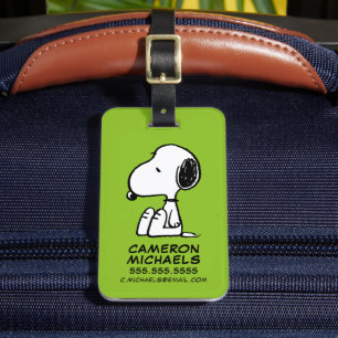 Peanuts   Snoopy Looking Down Luggage Tag