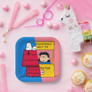 Peanuts   Snoopy & Lucy Half & Half Paper Plate