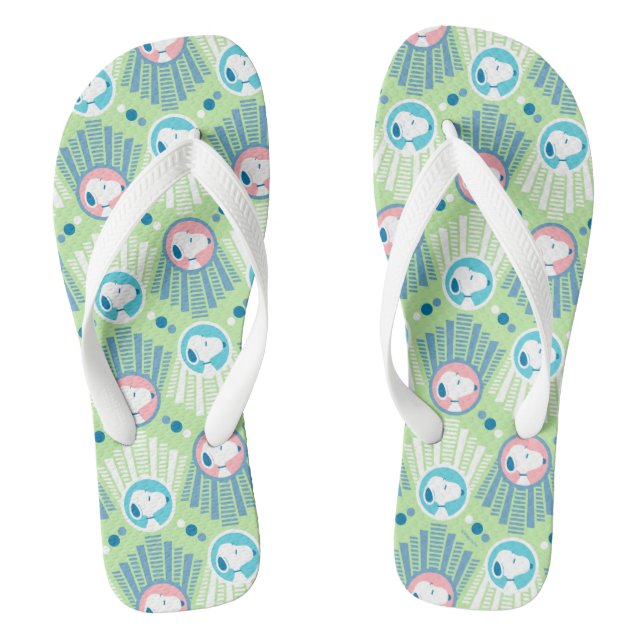 Peanuts | Snoopy Mint Green Deco Dreams Pattern Flip Flops (Footbed)
