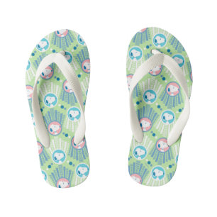 Peanuts   Snoopy Mint Green Deco Dreams Pattern Kid's Flip Flops