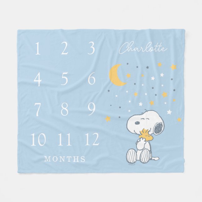 Peanuts Snoopy | Monthly Milestone Baby Fleece Blanket (Front (Horizontal))