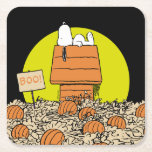 Peanuts | Snoopy Napping in the Pumpkin Patch Square Paper Coaster<br><div class="desc">Celebrate Halloween and your love of Peanuts with this cute design featuring Snoopy napping in the pumpkin patch.</div>