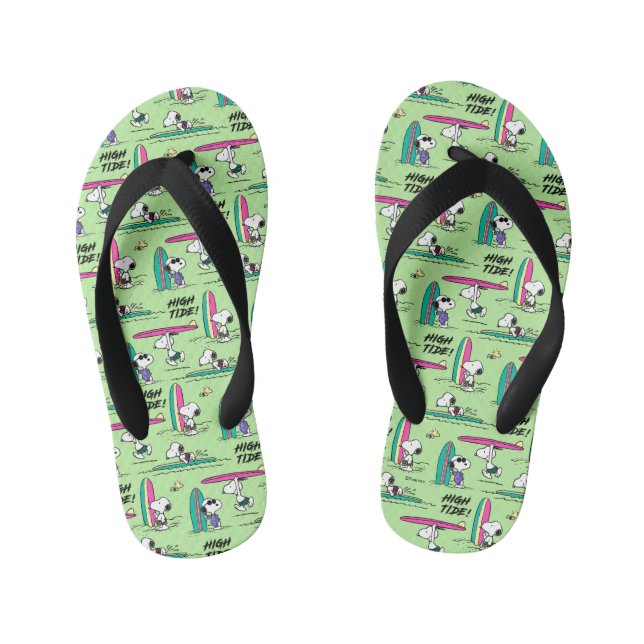 Peanuts | Snoopy Ocean High Tide Pattern Kid's Flip Flops (Footbed)