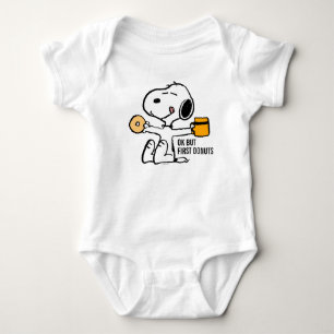 Peanuts   Snoopy OK But First Coffee Baby Bodysuit