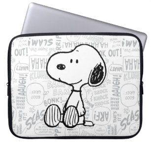 PEANUTS   Snoopy on Black White Comics 2 Laptop Sleeve