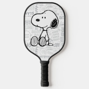 PEANUTS   Snoopy on Black White Comics 2 Pickleball Paddle