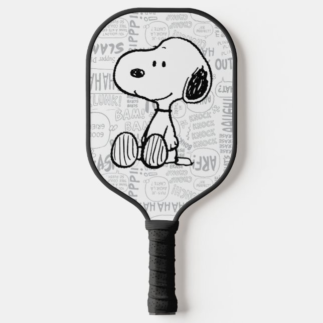 PEANUTS | Snoopy on Black White Comics 2 Pickleball Paddle (Front)