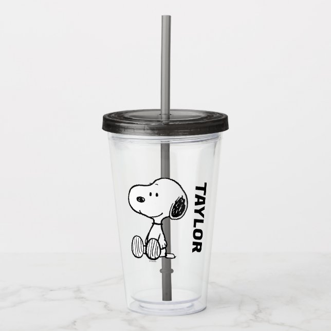 PEANUTS | Snoopy on Black White Comics Acrylic Tumbler (Front)