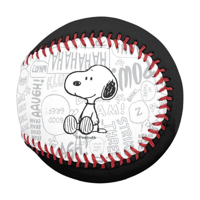 PEANUTS | Snoopy on Black White Comics Baseball (Front Right)