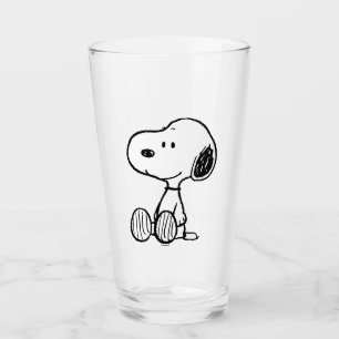 PEANUTS   Snoopy on Black White Comics Glass