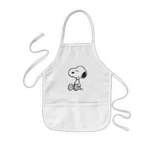 PEANUTS   Snoopy on Black White Comics Kids Apron