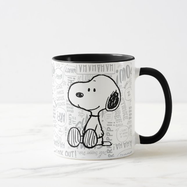 PEANUTS | Snoopy on Black White Comics Mug (Right)