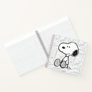 PEANUTS   Snoopy on Black White Comics Notebook