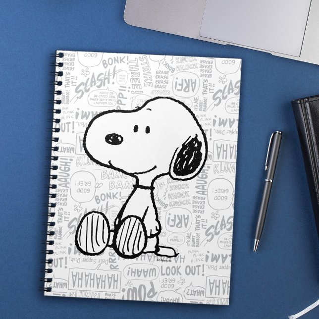PEANUTS | Snoopy on Black White Comics Notebook (Creator Uploaded)
