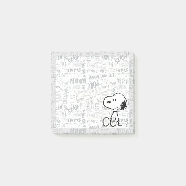 PEANUTS | Snoopy on Black White Comics Post-it Notes (Front)