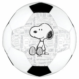 PEANUTS Snoopy on Black White Comics Soccer Ball