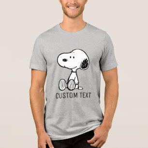 PEANUTS   Snoopy on Black White Comics Tri-Blend Shirt