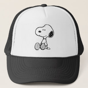 PEANUTS   Snoopy on Black White Comics Trucker Hat