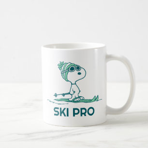 Peanuts   Snoopy on Skies   Add Your Text Coffee Mug