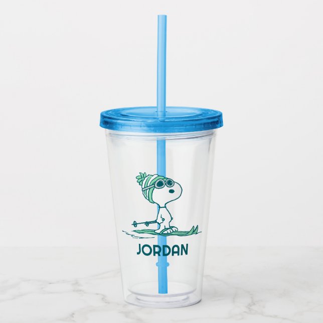 Peanuts | Snoopy on Skis Acrylic Tumbler (Front)