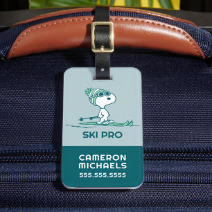 Peanuts   Snoopy on Skis Luggage Tag