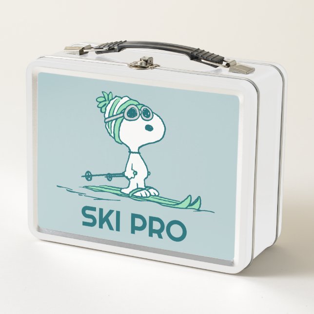 Peanuts | Snoopy on Skis Metal Lunch Box (Front)