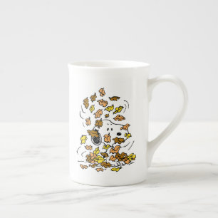 Peanuts   Snoopy Pile of Leaves Bone China Mug