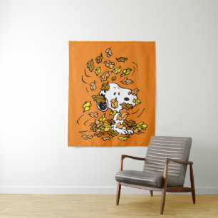 Peanuts   Snoopy Pile of Leaves Tapestry