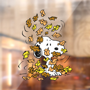 Peanuts   Snoopy Pile of Leaves Window Cling