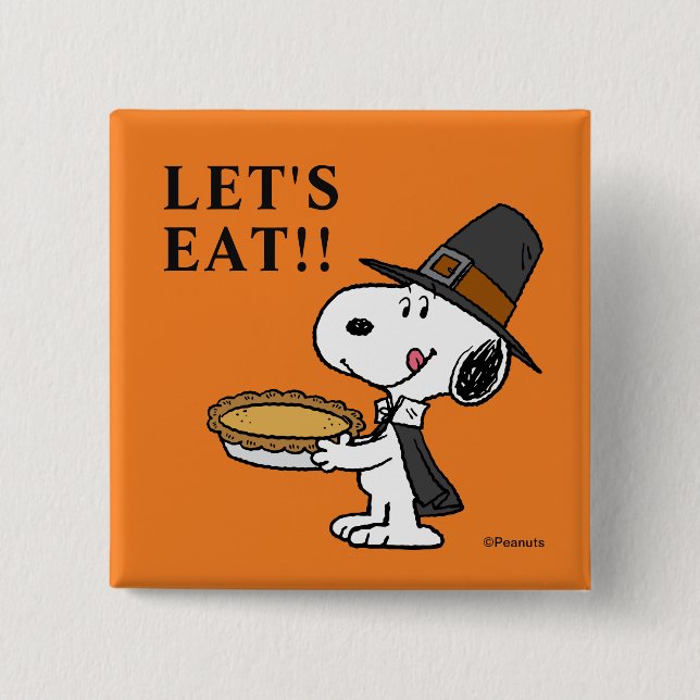 Peanuts | Snoopy Pilgrim 2 Inch Square Button (Front)