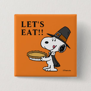 Peanuts   Snoopy Pilgrim 2 Inch Square Button