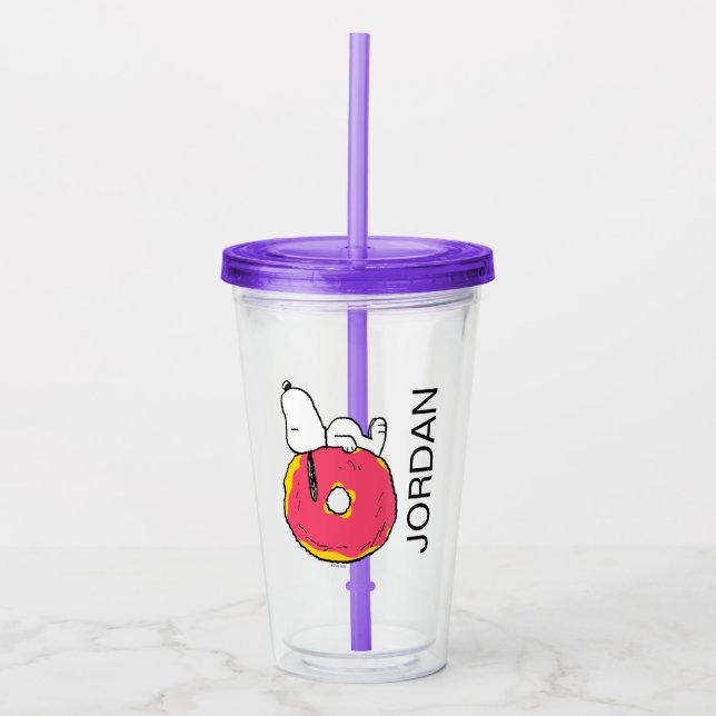 Peanuts | Snoopy Pink Doughnut Acrylic Tumbler (Front)