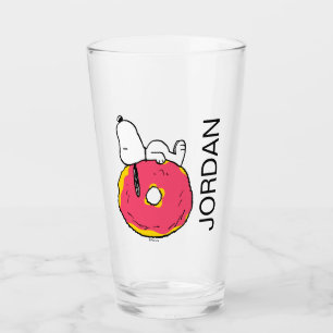 Peanuts Snoopy Pink Doughnut Glass