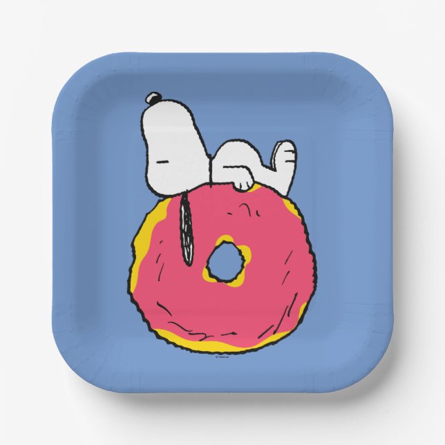 Peanuts | Snoopy Pink Doughnut Paper Plate (Front)