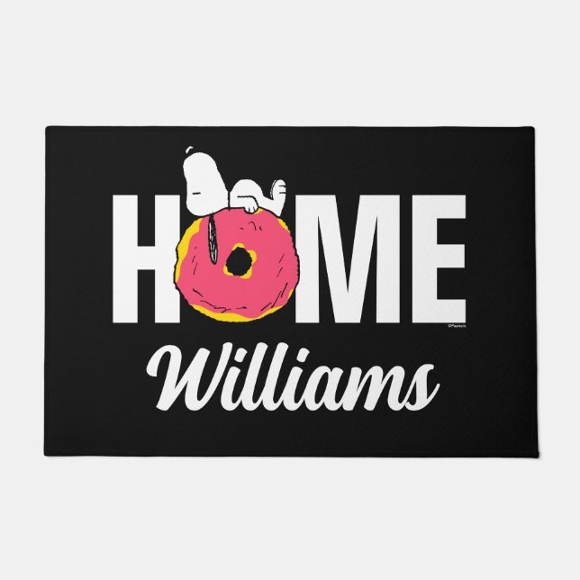 Peanuts | Snoopy Pink Doughnut | Personalized Doormat (Front)