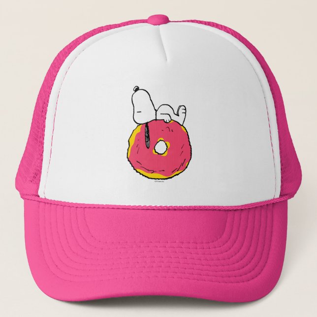 Peanuts | Snoopy Pink Doughnut Trucker Hat (Front)