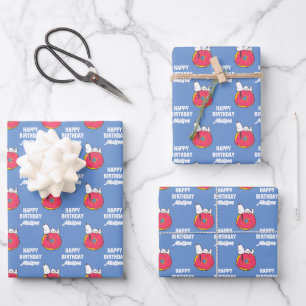 Peanuts   Snoopy Pink Doughnut Wrapping Paper Sheet