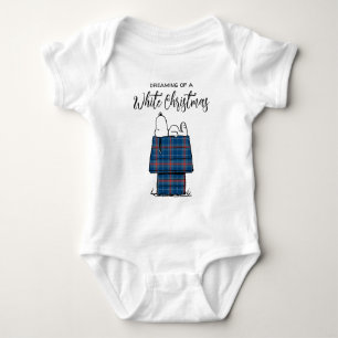 Peanuts   Snoopy Plaid Flannel Holiday Dog House Baby Bodysuit
