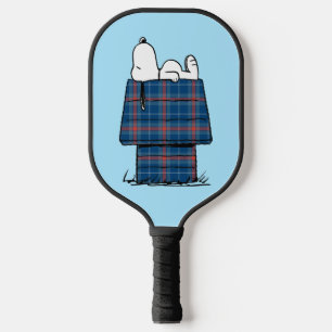 Peanuts   Snoopy Plaid Flannel Holiday Dog House Pickleball Paddle