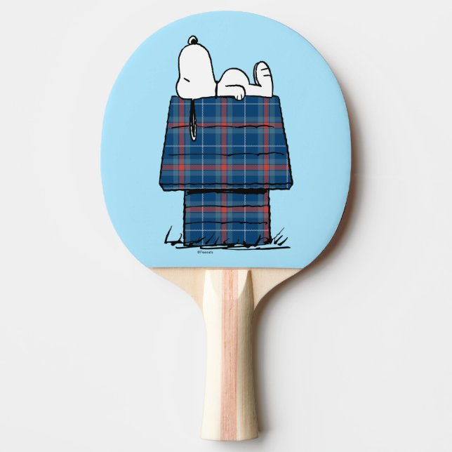 Peanuts | Snoopy Plaid Flannel Holiday Dog House Ping Pong Paddle (Front)