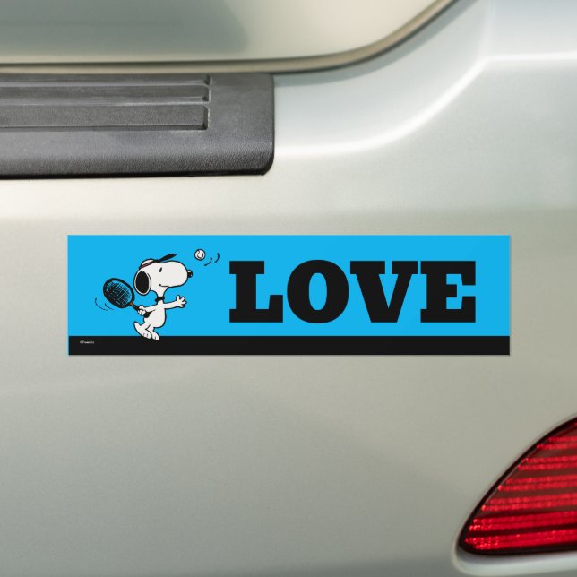 Peanuts | Snoopy Plays Tennis Bumper Sticker (On Car)