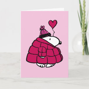 Peanuts   Snoopy Puffer Jacket Valentine Holiday Card