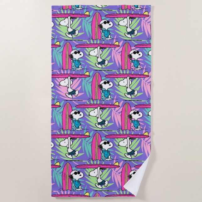Peanuts | Snoopy Purple Surf Pattern Beach Towel (Front)