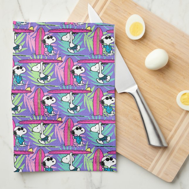 Peanuts | Snoopy Purple Surf Pattern Kitchen Towel (Quarter Fold)
