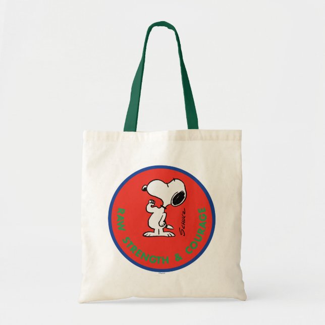 Peanuts | Snoopy Raw Strength & Courage Badge Tote Bag (Front)