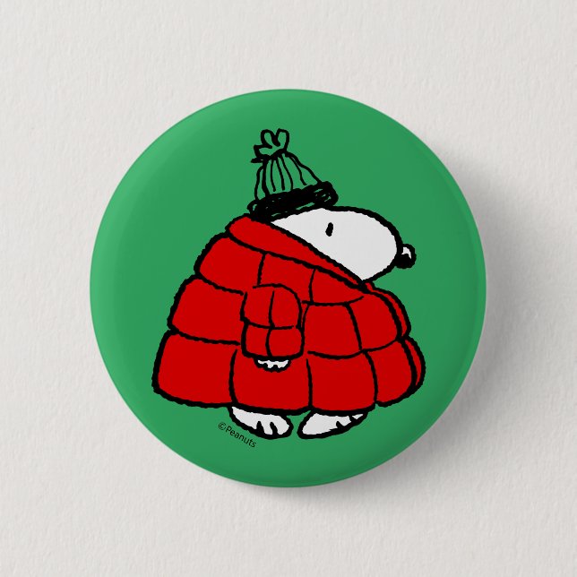 Peanuts | Snoopy Red Puffer Jacket 2 Inch Round Button (Front)