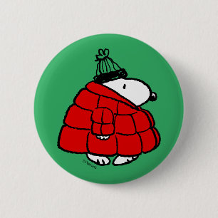 Peanuts   Snoopy Red Puffer Jacket 2 Inch Round Button