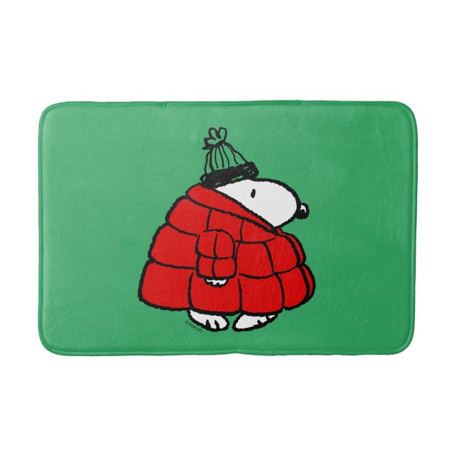 Peanuts | Snoopy Red Puffer Jacket Bath Mat (Front)