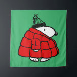 Peanuts | Snoopy Red Puffer Jacket Tapestry<br><div class="desc">Check out this fun Peanuts design featuring Snoopy in his red puffy winter jacket.</div>
